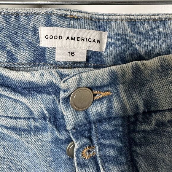 NWT Good American Good Boy Straight Curve Jeans Indigo Light Wash Women Blue 16 - Picture 5 of 7